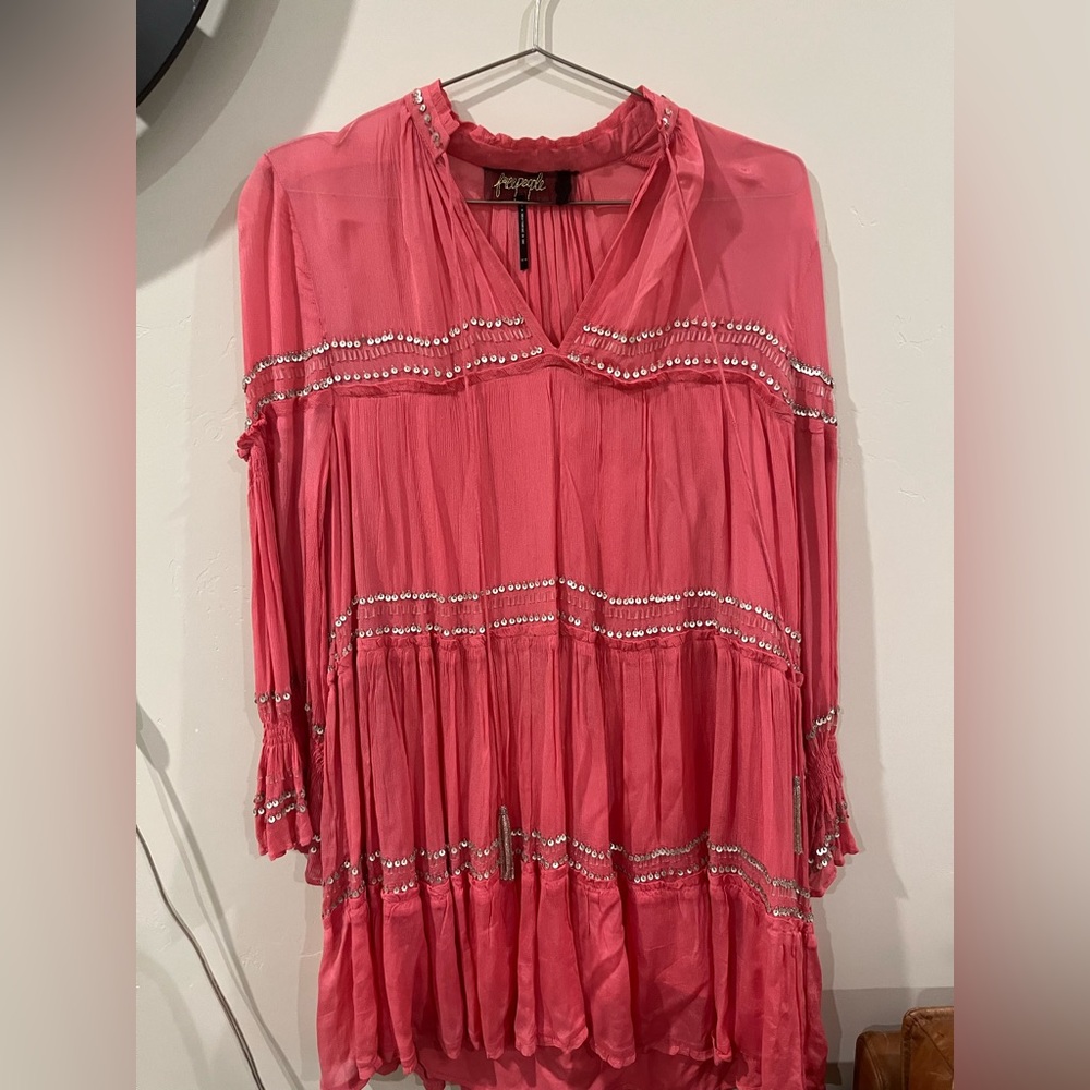 XS Vintage Pink Bobo Sequin Shift Dress - Free People